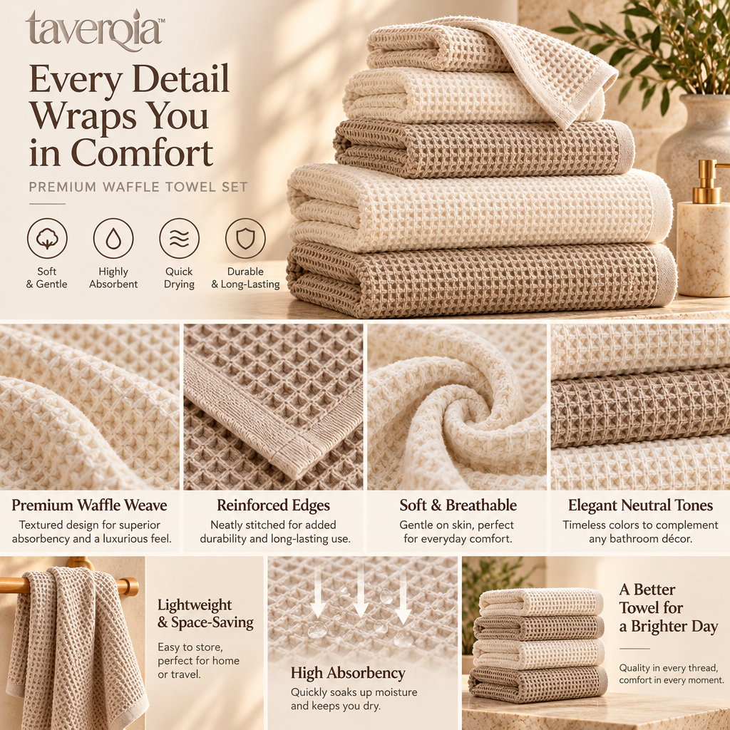 Taverqia Waffle Weave Bath Towel Set view 4