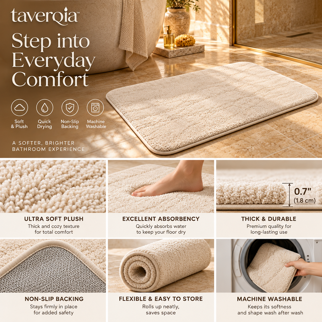 Taverqia Soft Stone-Tone Bath Mat view 3
