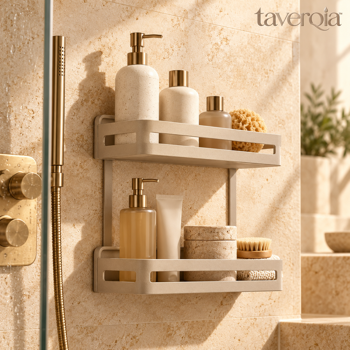 Taverqia Minimal Two-Tier Shower Caddy view 1