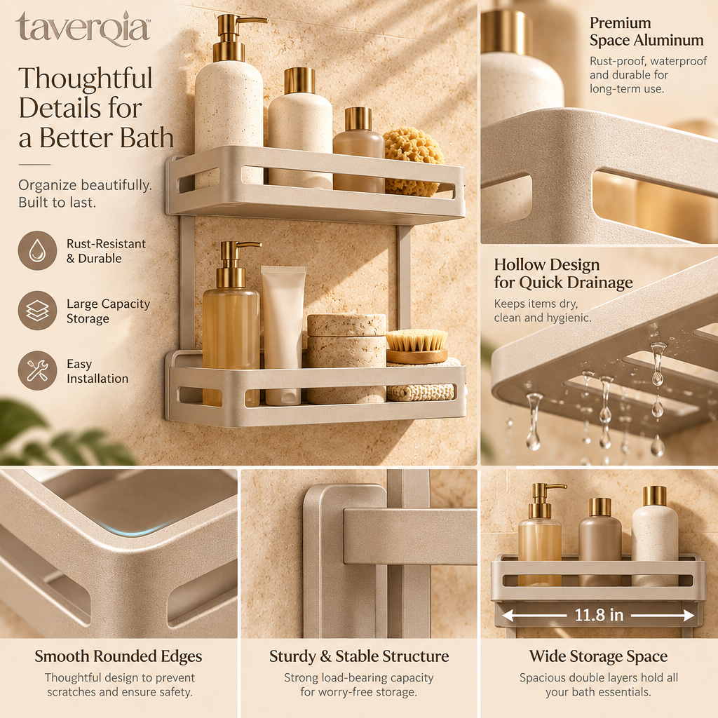 Taverqia Minimal Two-Tier Shower Caddy view 3