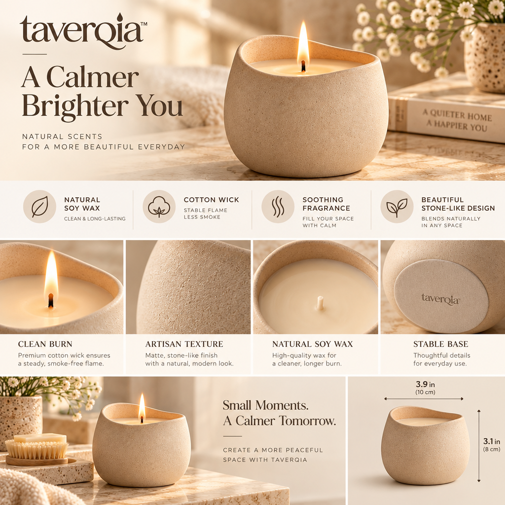 Taverqia Warm Stone Ceramic Spa Candle view 2