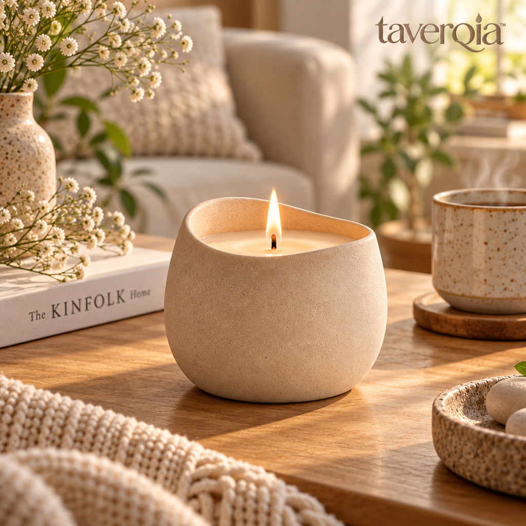 Taverqia Warm Stone Ceramic Spa Candle view 3