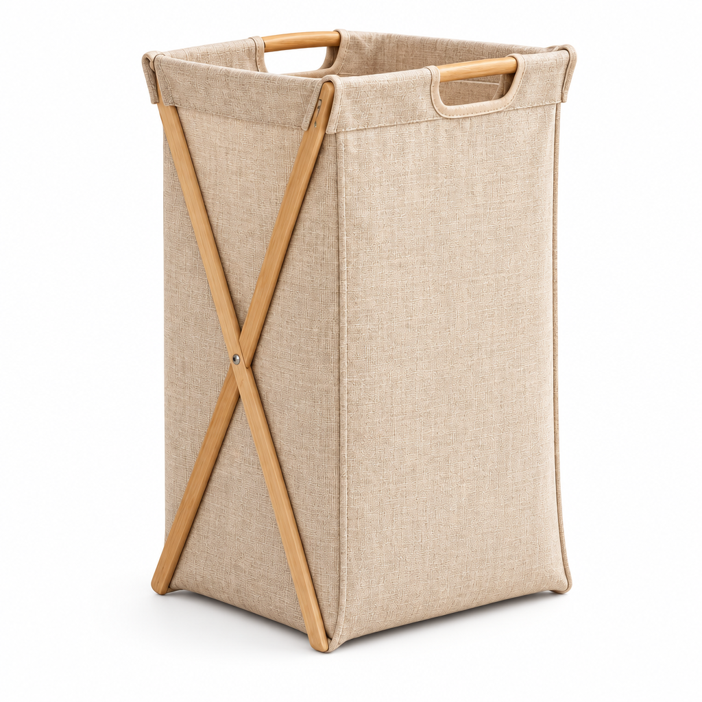 Taverqia Linen-Look Folding Laundry Hamper view 5