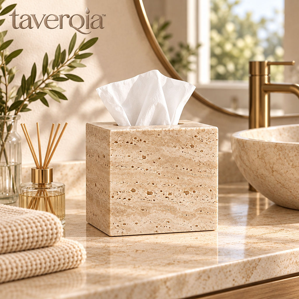 Taverqia Travertine-Look Tissue Box Cover view 3