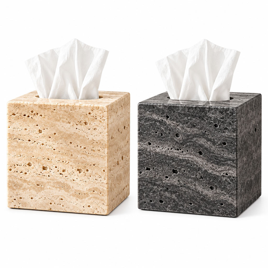 Taverqia Travertine-Look Tissue Box Cover view 4
