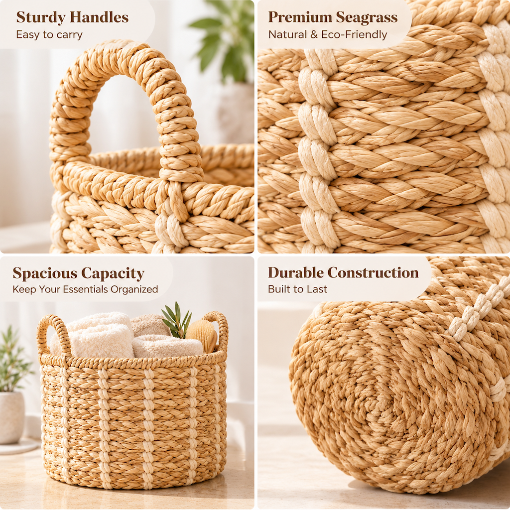 Taverqia Decorative Woven Spa Storage Basket view 5